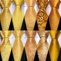 Classic Gold Silk Men Necktie Fashion Stripe High Quality Handkerchief Cufflinks Set Wedding Male