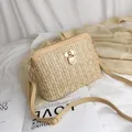 Casual Chains Straw Bucket Bags 2023 Women Summer Messenger Bag Rattan Bags Beach Lady Travel Purses