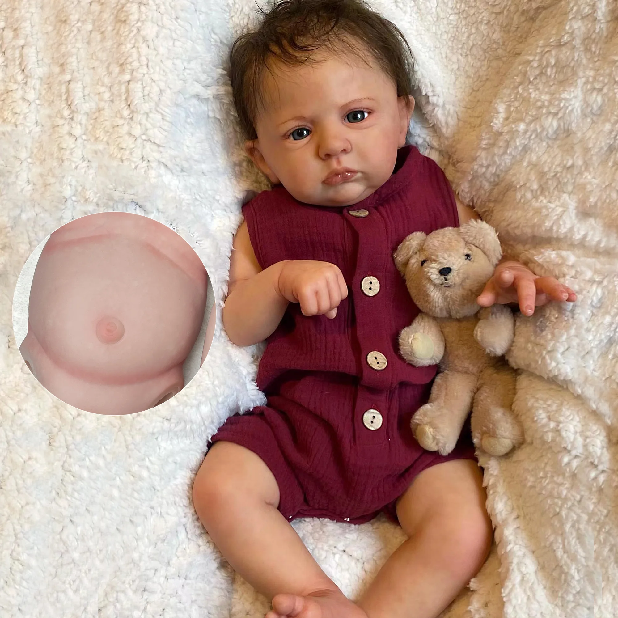 18-20 Zoll Mädchen/Junge Cameron Ganzkörper Vinyl Bebe wieder geborene Puppen 3d gemalt wieder geborene Puppe mit Wurzel haar Spielzeug für Kind Muñecas wieder geboren