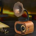 RnemiTe-amo Wireless Bluetooth Mini Portable Speaker Vintage Bluetooth Speaker B5 Imitation Gramophone Home Decoration Subwoofer Wood Grain Small Speaker Can Be Placed On The Desk For Decoration