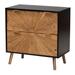 Richardson Mid-Century Transitional Two-Tone Black And Natural Brown Finished Wood 2-Drawer Storage by Baxton Studio in Natural Brown Black