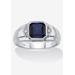 Men's Big & Tall 1.27 Cttw Platinum-Plated Silver Created Blue Sapphire Diamond Accent Ring by PalmBeach Jewelry in Blue (Size 11)