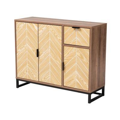 Josephine Mid-Century Modern Transitional Two-Tone Walnut And Natural Brown Finished Wood And Black by Baxton Studio in Brown White Black