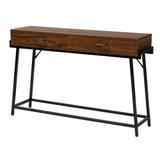 Eivor Modern Industrial Walnut Brown Finished Wood And Black Metal 2-Drawer Console Table by Baxton Studio in Walnut Brown Black