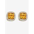 Women's 2.59 Tcw Genuine Citrine Diamond Accent 14K Gold-Plated Sterling Silver Earrings Jewelry by PalmBeach Jewelry in Yellow