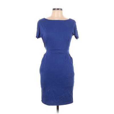Vestidos Casual Dress - Bodycon Boatneck Short Sleeve: Blue Solid Dresses - Women's Size Medium