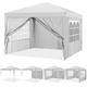 YUEBO Pavillon 3x3 Wasserdicht Faltpavillon mit 4 Seitenteilen Gartenpavillon Sonnenschutz Partyzelt Faltzelt für Garten,Camping,Feier,Marktstand，Weiß