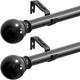 Pack of 2 Curtain Rods, Extendable Curtain Rail, Adjustable Curtain Rail, Stainless Steel Telescopic Rod with Brackets and Round End Piece for Windows, Living Room, Dining Room, 180-260 cm, Black