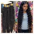 Human Hair Bundles Deep Wave 28 30 32 40 Inch Remy Brazilian Hair Weave Human Hair Bundles Natural Color Water Curly 100% Human Hair Extension Double Weaving hair bundle/Hair Extensions (Size : 10 12