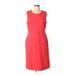 Lands' End Casual Dress - Sheath Scoop Neck Sleeveless: Red Solid Dresses - Women's Size 12