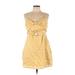 Abercrombie & Fitch Casual Dress - A-Line Plunge Sleeveless: Yellow Floral Dresses - Women's Size Large