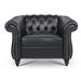 Lounge Chair - Astoria Grand Saliha 39.37" Wide Tufted Lounge Chair Faux Leather in Black | 39.37 H x 39.37 W x 39.37 D in | Wayfair