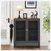 Latitude Run® Steel 2 - Door Accent Cabinet Wood/Metal in Black/Brown/Gray | 35.43 H x 31.5 W x 15.75 D in | Wayfair