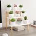 Hokku Designs Odiel Multi-tiered Plant Stand Wood/Manufactured Wood in Brown/White | 13.7 H x 14.2 W x 10.6 D in | Wayfair