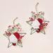 The Holiday Aisle® Faux Floral Hanging Ornaments Set of 2 Plastic/Metal in Red/White | 17 H x 12 W x 3 D in | Wayfair