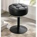 Mercer41 Rosandra Unfinished Stainless Steel Accent Stool Faux Leather/Upholstered/Leather in Black | 21 H x 13 W x 13 D in | Wayfair