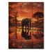 Latitude Run® African Elephant Silhouette Serenade I On Wood Print Metal in Brown | 32 H x 24 W x 0.78 D in | Wayfair