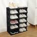 Rebrilliant 6 Pair Stackable Shoe Rack Plastic in Black | 29.5 H x 9.1 W x 10.2 D in | Wayfair 9E88F08BB3854112B245851C788DE0B8