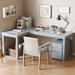 Latitude Run® Karha 3 Piece Solid Wood L-Shaped Desk & Chair Set Office Set w/ Chair Wood in Gray | Wayfair 5F3C41E6BC2C4811B01A6282993EB960