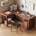 Latitude Run® Karha 3 Piece Solid Wood L-Shaped Desk & Chair Set Office Set w/ Chair Wood in Black/Brown | Wayfair ABE67403A04D4610989387AC0376C090