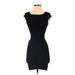 Bebe Casual Dress - Mini Square Short sleeves: Black Print Dresses - Women's Size X-Small