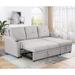80.3" Pull Out Sofa Bed Padded Upholstered Sofa, Linen Fabric 3 Seater Sofa with Storage Chaise, Cup Holder, Sectional Sofa