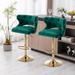 France Bar Chair Velvet Adjustable Swivel Barstools With Back Dining Chairs for Kitchen Counter Dining Room (Set of 2), Green