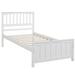 White Pine Wood Bed Frame, Twin size Wooden Platform Bed with Wood Headboard & 10 Reinforced Slats, No Box Spring Needed