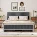 Queen Size Metal Bed Frame Platform Bed with 4 Storage Drawers & Headboard, Upholstered Bed/ No Box Spring Needed