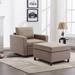 Modern Accent Chair Arm Chair Linen Single Sofa Chair with Ottoman, Reading Lounge Chair Sleepers Couch for Living Room