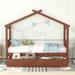 Twin Size Wooden House Bed with 2 Drawers Platform Bed No Box Spring Needed Storage Bed Easy Assembly Upholstered Bed, Walnut