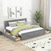 King Size Wooden Platform Bed with Storage Drawers - Gray/White, Sturdy Frame