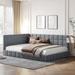 Full Size Upholstered Daybed w/ Solid Wood Slats Suppor Sofa Bed Frame