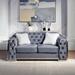 Grey Modern Sleeper Loveseat with Tuxedo Arms, Velvet Recliner Sofa Living Room Tufted Straight Row Sectional Couch