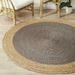 Hand Braided Round Rugs Farmhouse Rugs for Living Area Rug for Bedroom Kitchen Living Room Indoor Outdoor Rug Carpet 7 Square Feet (84x84 Inch) (Grey+Beige Border)