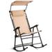 Beige Folding Rocking Chair Rocker Porch Zero Gravity Furniture Sunshade Canopy