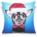 Hidove Smart Dog in Christmas Costume Velvet Oblong Lumbar Plush Throw Pillow Cover/Shams Cushion Case - 18 x 18 - Decorative Invisible Zipper Design for Couch Sofa Pillowcase Only