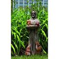841738 Feathered Garden Statue With Feeder St. Francis And Friends 11-Inches X 9.5-Inches X 31-Inches Tall