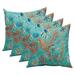 HYYYYH Set of 4 in Outdoor 17 Square Decorative Throw Pillows ~ Blue Peach White Cream Orange Coral & Red ~ ~ Coastal ~ Coral