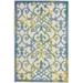 HomeRoots 3 x 4 ft. Ivory & Blue Damask Non Skid Indoor & Outdoor Rectangle Area Rug - Ivory and Blue - 3 x 4 ft.