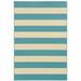 HomeRoots 2 x 4 ft. Blue Geometric Stain Resistant Indoor & Outdoor Rectangle Area Rug - Blue and Ivory