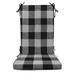 Indoor Outdoor Foam Rocker Rocking Chair Pad Cushions Fits Barrel Rockers Cushion Back 18 W X 24 H Seat 18 W X 20 D Choose Color (Matte Black Buffalo Plaid)