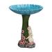 Prolriy Desktop Ornament Resin Birdbath Polyresin Antique Garden Bird Bath for Home Garden Yard Green