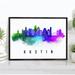 Pera Print Austin Skyline Texas Poster Austin Cityscape Painting Austin Texas Unframed Poster Texas Cityscape and Landmark Print Texas Home Office Wall Art Decor - 8x10 Inches