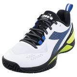 Diadora Men`s Blushield Torneo 2 AG Tennis Shoes White and Deja Vu Blue ( 10 )