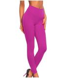 Fashion Stretch Yoga Pants for Women Solid Color High Waist Workout Tights Gym Exercise Girls Joggers(Available in Plus Size)(Hot Pink M)