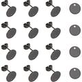 40pcs Electrophoresis Black Stud Earring Flat Round Findings with Ear Nuts Stainless Steel Earrings with Hole Stud Earring with Flat Plate for Earring Jewelry Making Hole 1.5mm