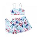 BULLPIANO Girl s Print Bikini Bathing Suit with Cover Up Beach Skirt 3 Piece Swimsuits 7-12 Years