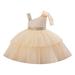 ZRBYWB Pageant Party Dress Long Princess Wedding Sloping Collar Sleeveless Double Mesh Skirt With Bow Shoulder A Line Dress For 1 To 8 Years Party Dress