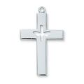 1.36 x 0.84 x 0.5 in. Sterling Silver Cross Pendant for 24 in. Brass Chain